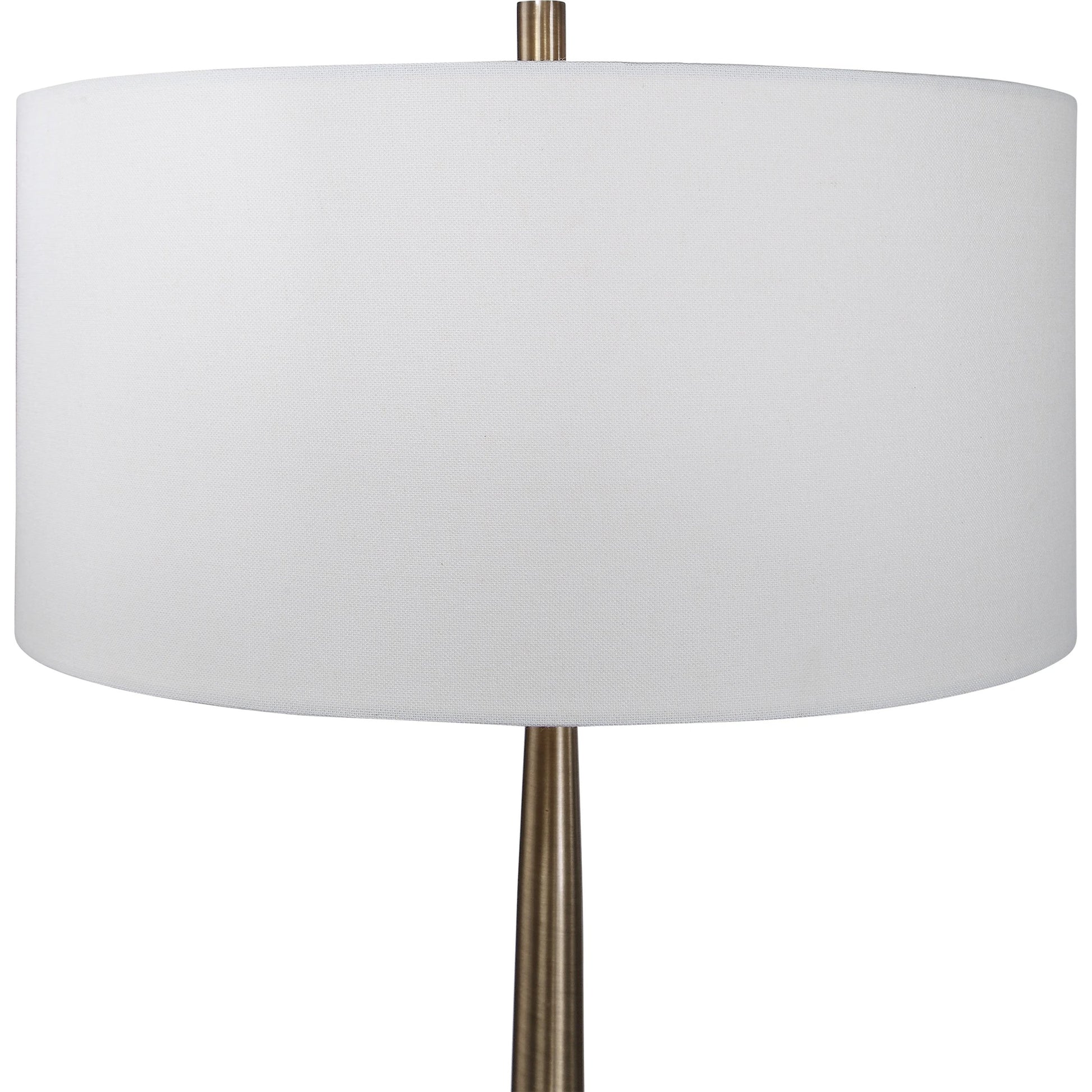 Minette Floor Lamp by Uttermost in antique brass. Made from steel, marble, fabric in a modern style.