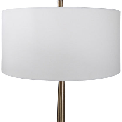 Minette Floor Lamp by Uttermost in antique brass. Made from steel, marble, fabric in a modern style.