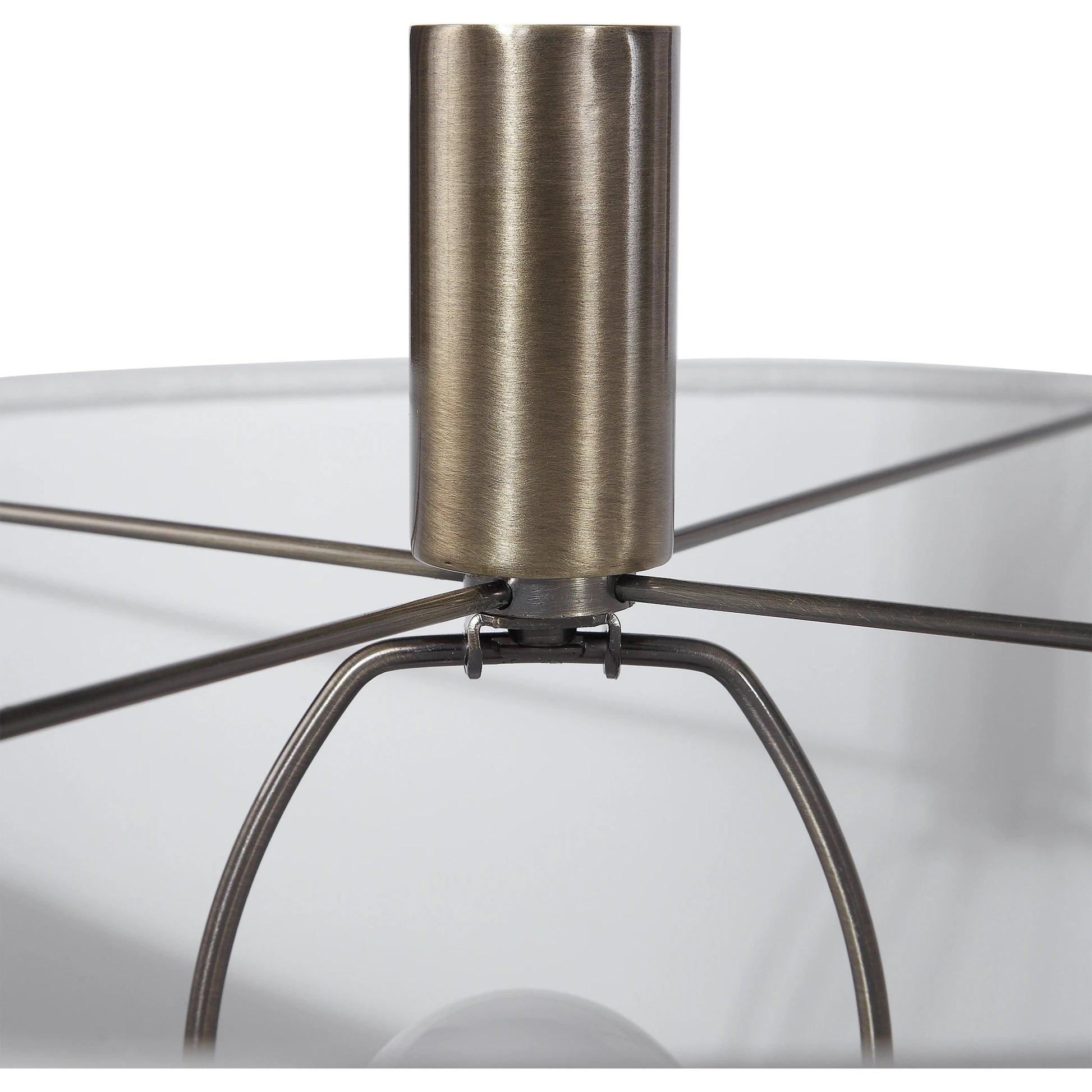 Minette Floor Lamp by Uttermost in antique brass. Made from steel, marble, fabric in a modern style.