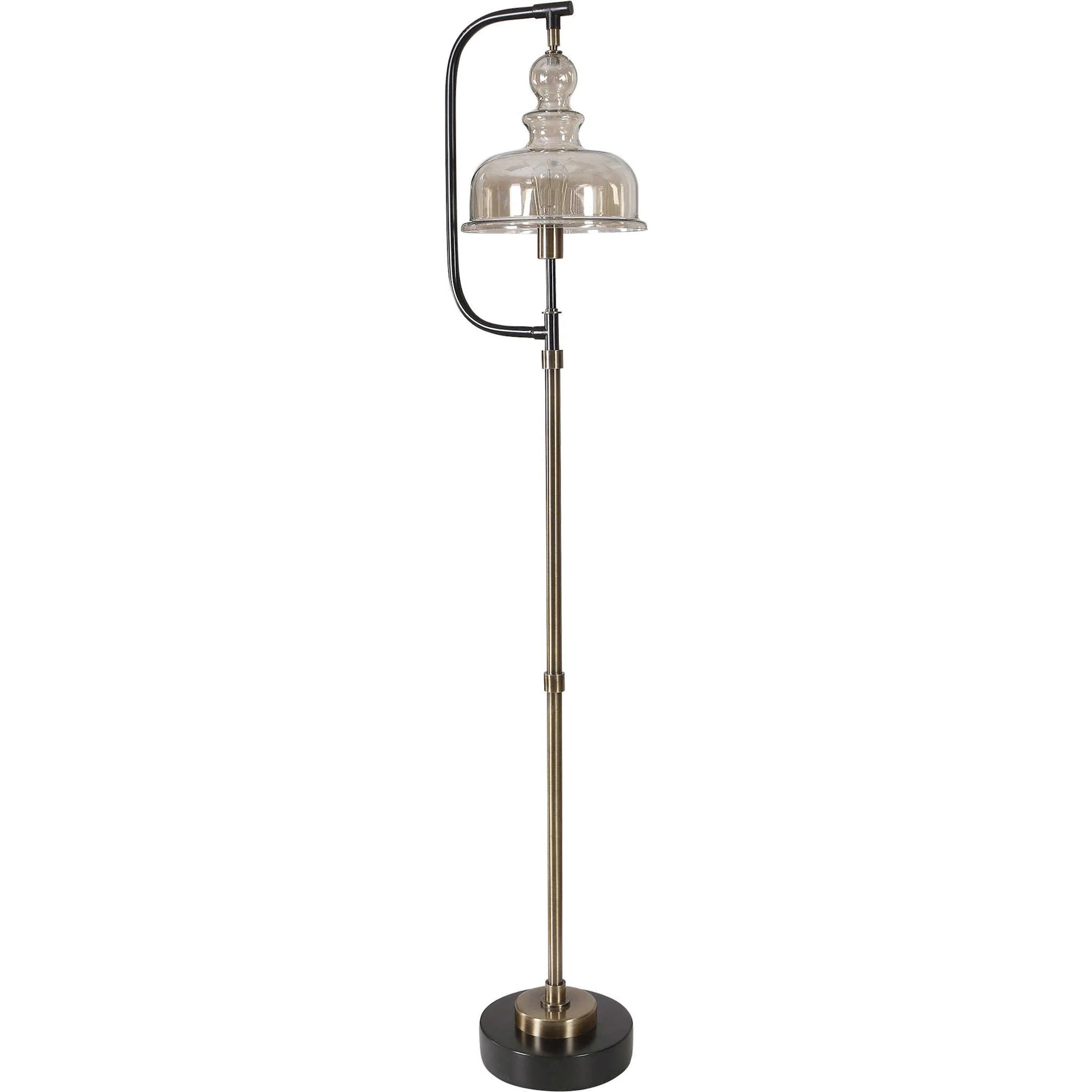 Elieser Floor Lamp by Uttermost in antique brass. Made from steel, glass in a modern style.