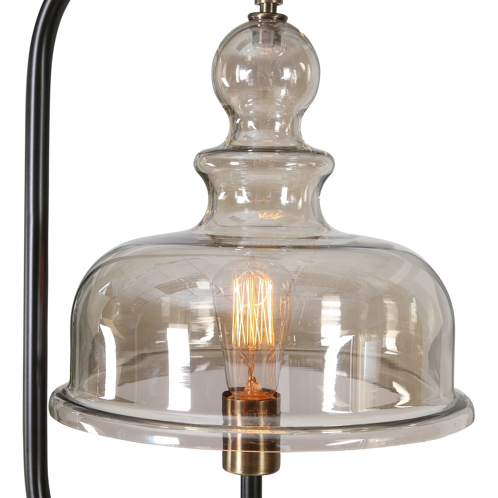 Elieser Floor Lamp by Uttermost in antique brass. Made from steel, glass in a modern style.
