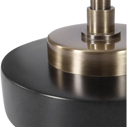 Elieser Floor Lamp by Uttermost in antique brass. Made from steel, glass in a modern style.