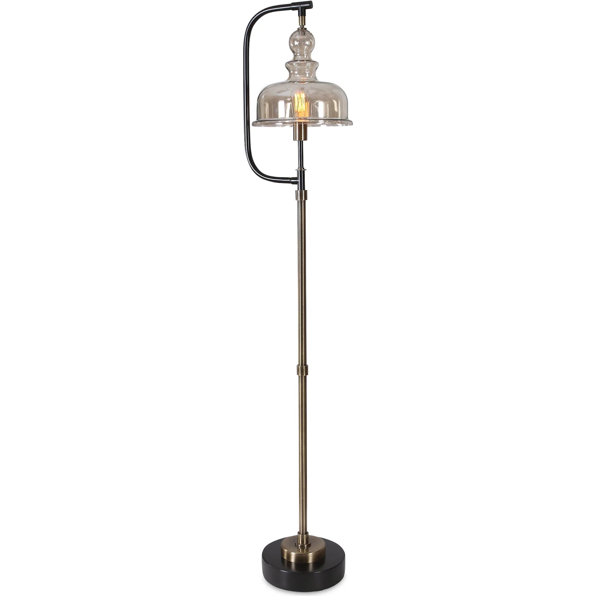 Elieser Floor Lamp by Uttermost in antique brass. Made from steel, glass in a modern style.