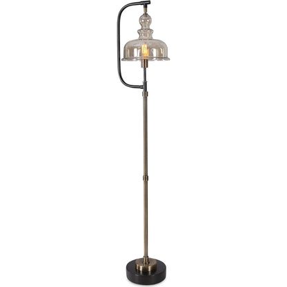 Elieser Floor Lamp by Uttermost in antique brass. Made from steel, glass in a modern style.