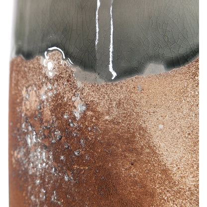 Maggie Table Lamp by Uttermost in terracotta rust, green glaze. Made from ceramic, fabric, iron, crystal in a eclectic & global style.