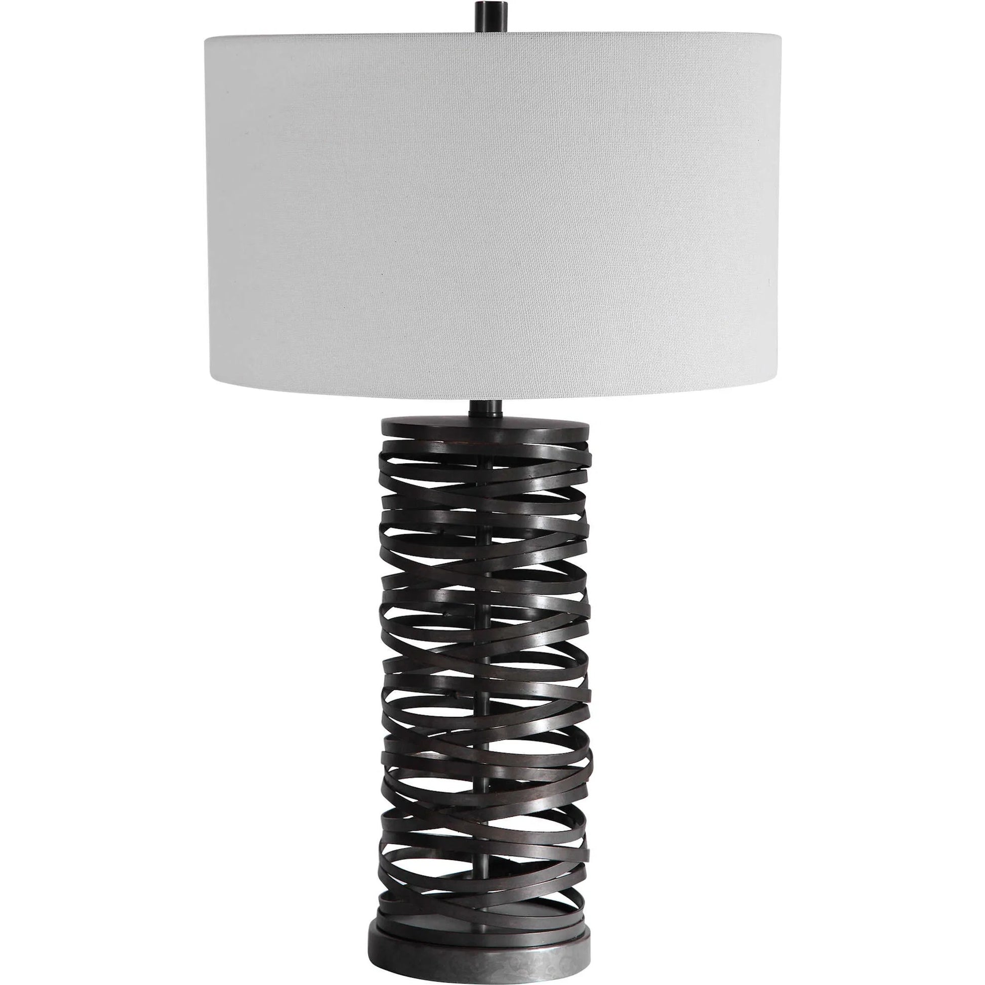 Alita Table Lamp by Uttermost in rust black. Made from steel, fabric in a modern style.