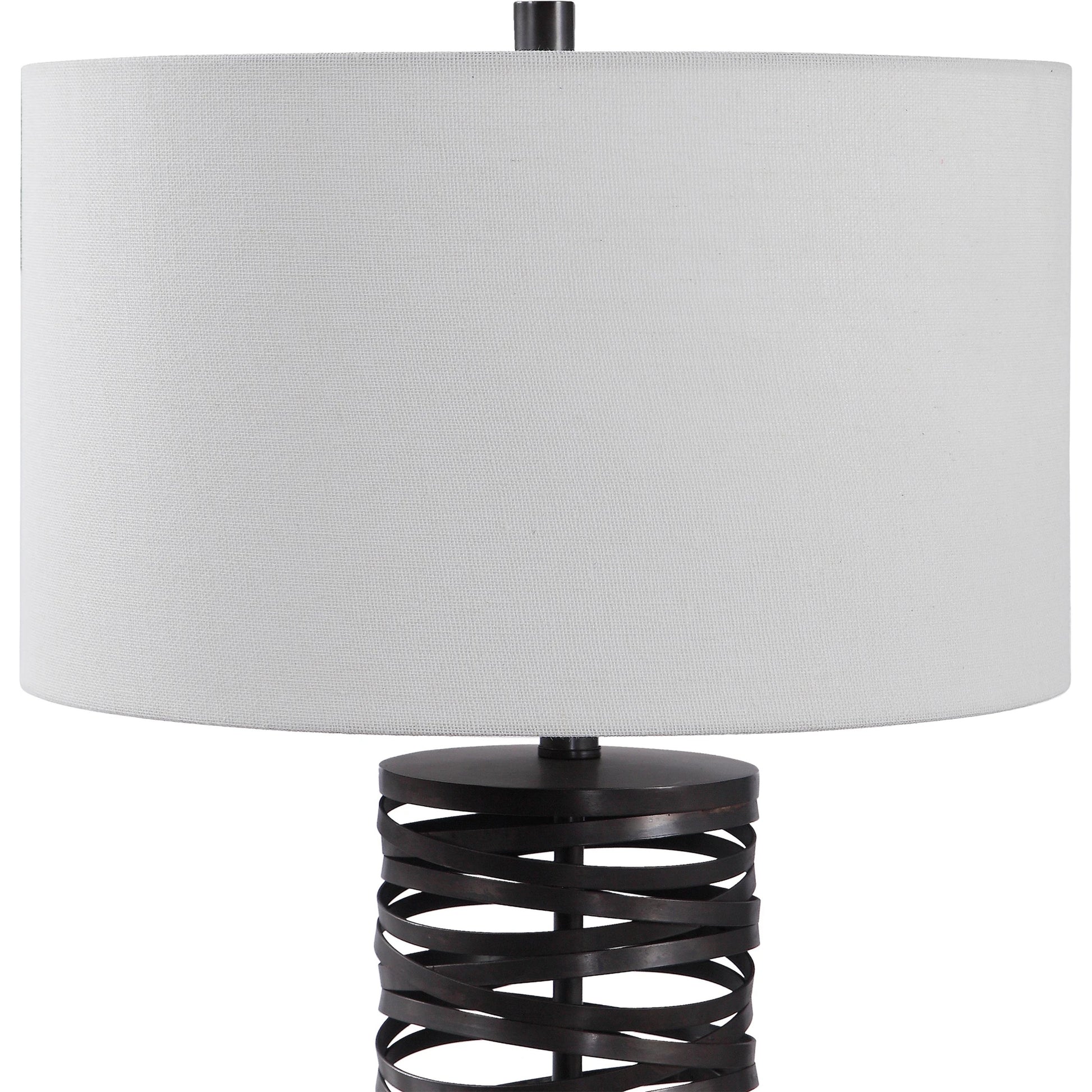 Alita Table Lamp by Uttermost in rust black. Made from steel, fabric in a modern style.