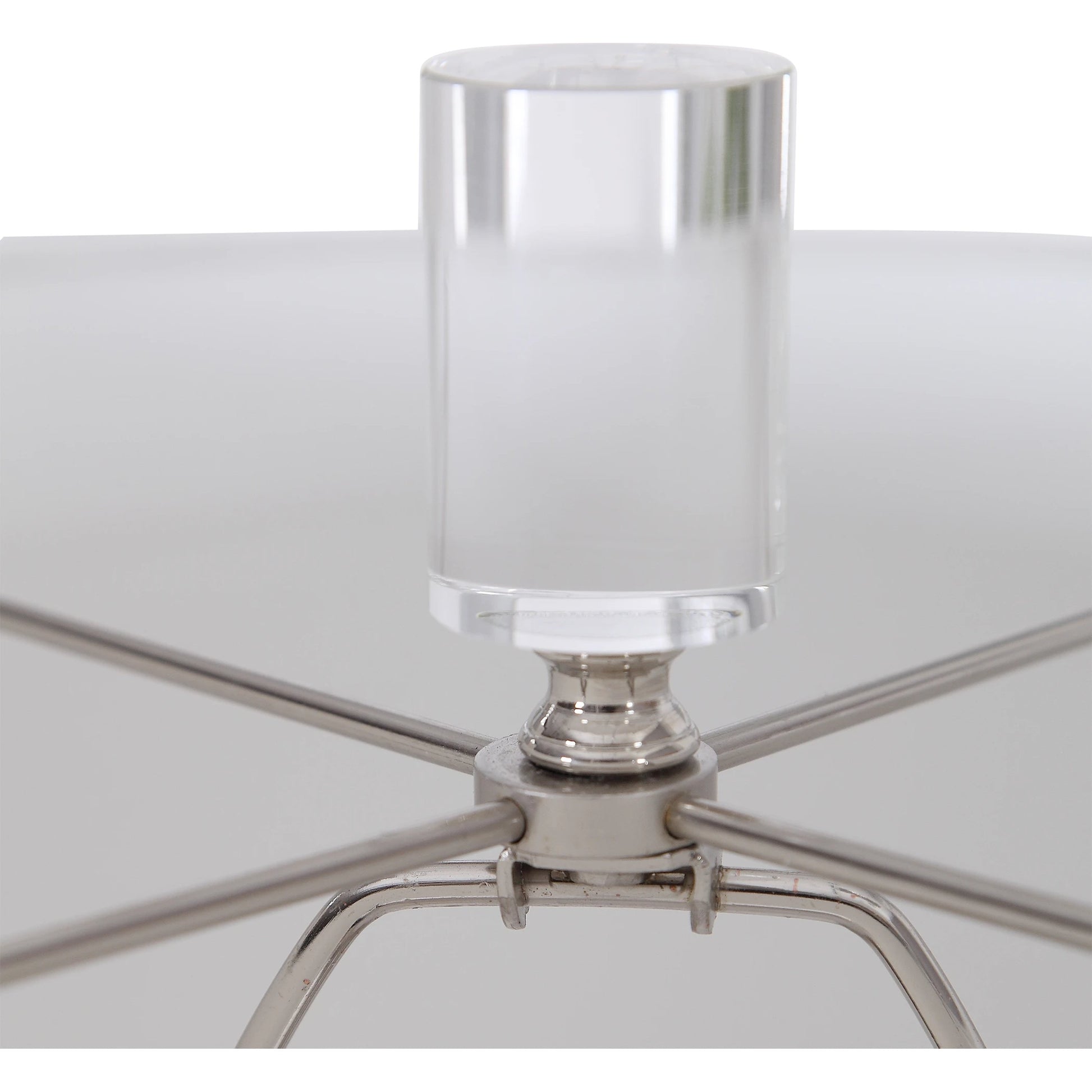 Zesiro Table Lamp by Uttermost in beige. Made from ceramic, crystal, fabric, steel in a modern style.