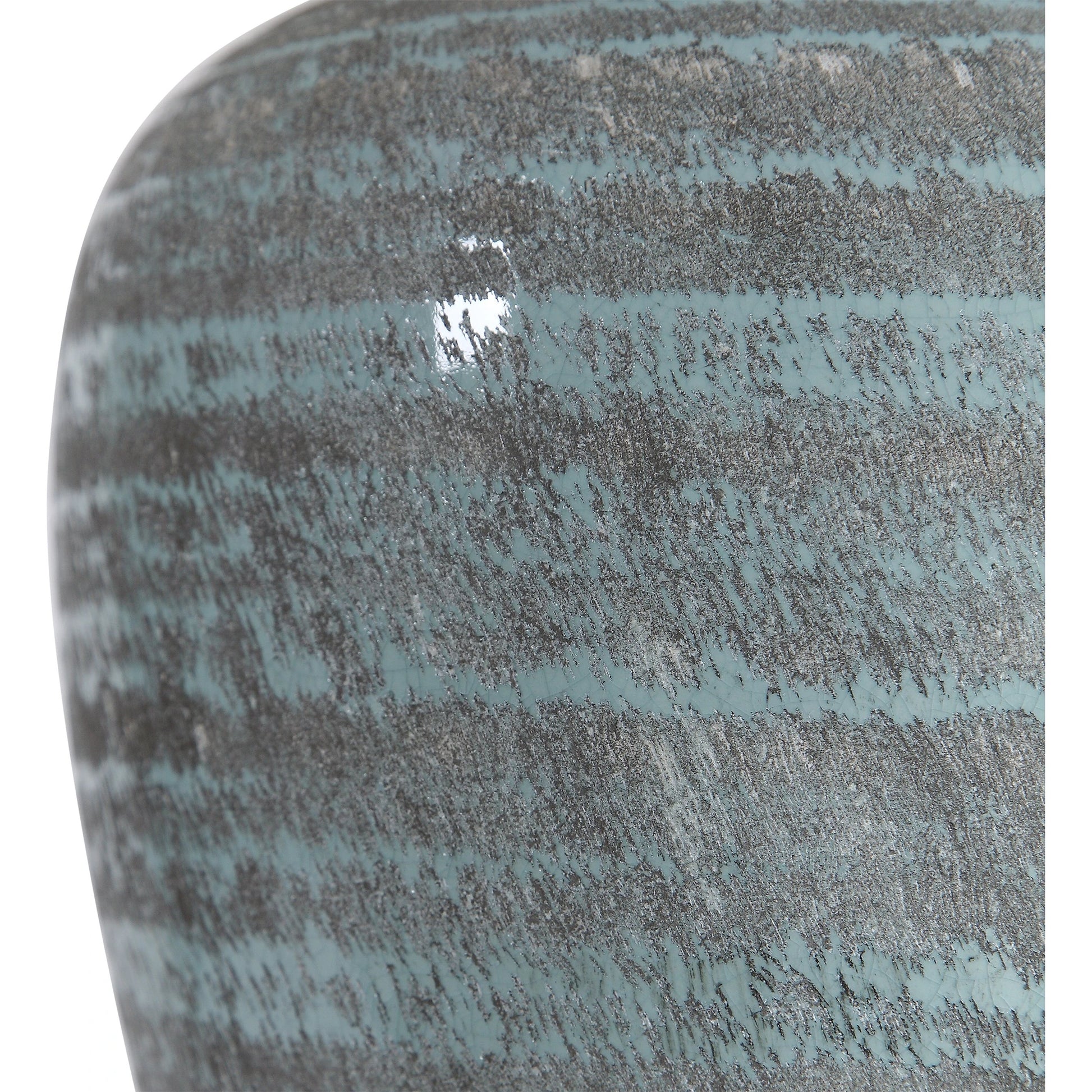 Pelia Table Lamp by Uttermost in aqua. Made from ceramic, resin, fabric in a coastal style.