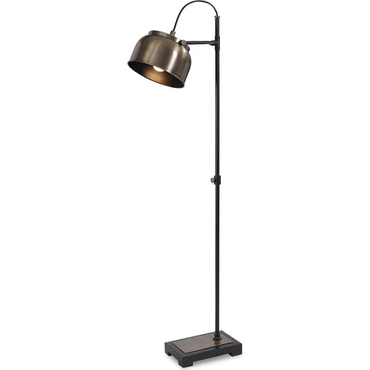 Bessemer Floor Lamp by Uttermost in antique brass. Made from steel in a modern style.