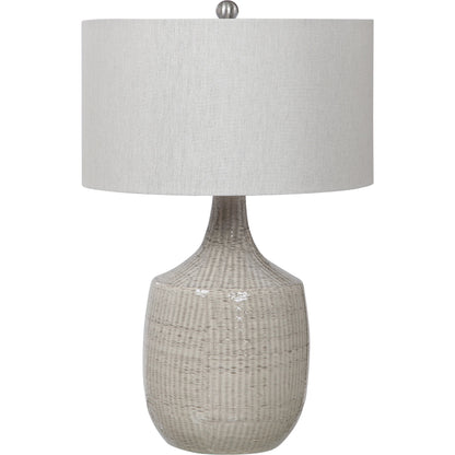 Felipe Table Lamp by Uttermost in light gray. Made from ceramic, iron, fabric in a eclectic & global style.