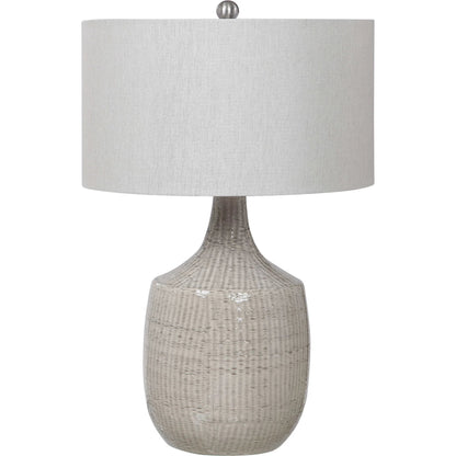 Felipe Table Lamp by Uttermost in light gray. Made from ceramic, iron, fabric in a eclectic & global style.