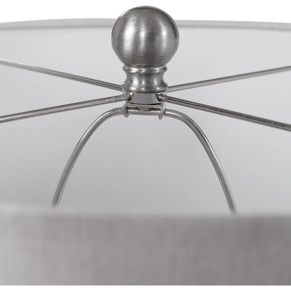 Felipe Table Lamp by Uttermost in light gray. Made from ceramic, iron, fabric in a eclectic & global style.
