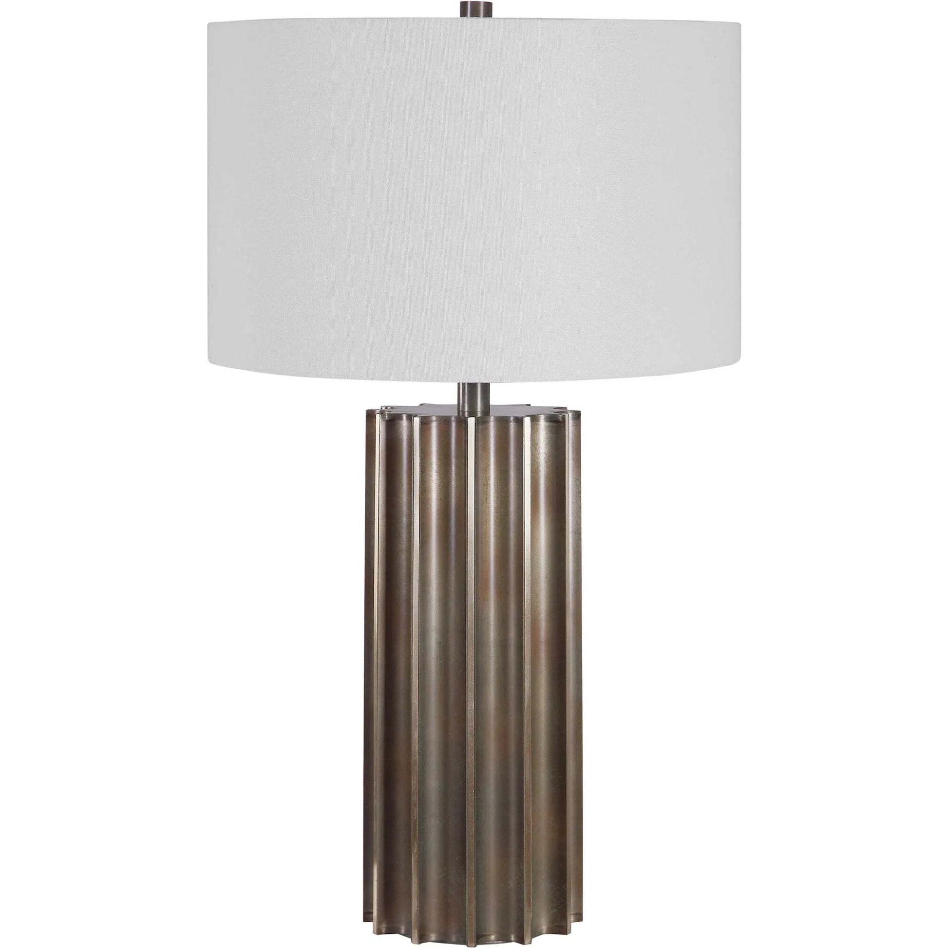 Khalio Table Lamp by Uttermost in gun metal. Made from steel, fabric in a modern style.