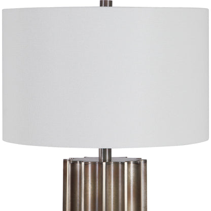 Khalio Table Lamp by Uttermost in gun metal. Made from steel, fabric in a modern style.