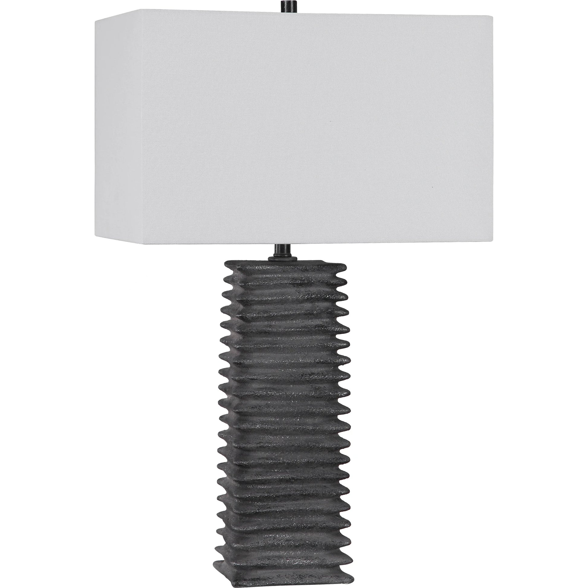Sanderson Table Lamp by Uttermost in charcoal. Made from ceramic, steel, fabric in a rustic style.