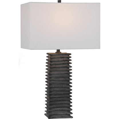 Sanderson Table Lamp by Uttermost in charcoal. Made from ceramic, steel, fabric in a rustic style.