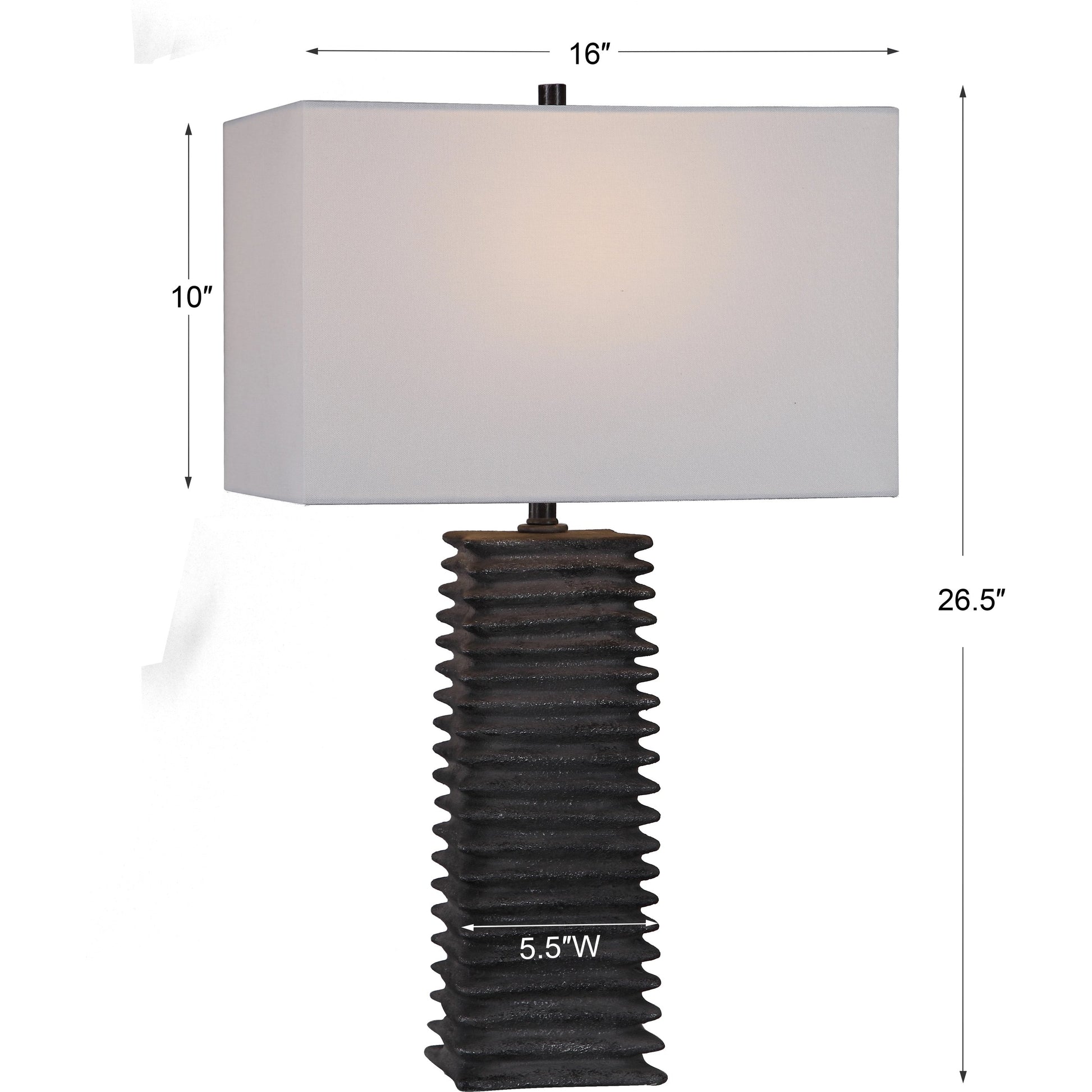 Sanderson Table Lamp by Uttermost in charcoal. Made from ceramic, steel, fabric in a rustic style.