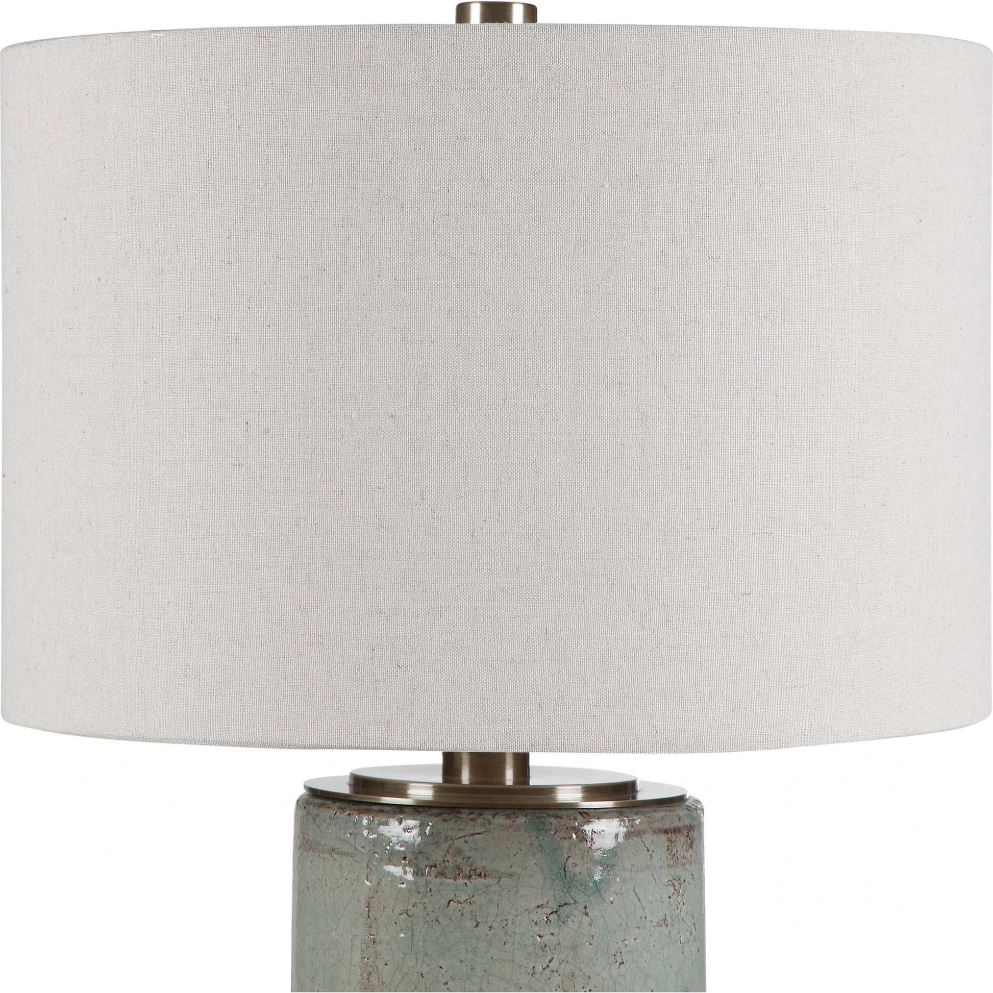 Callais Crackled Table Lamp by Uttermost in aqua. Made from ceramic, metal in a modern style.