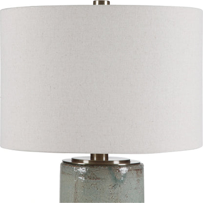 Callais Crackled Table Lamp by Uttermost in aqua. Made from ceramic, metal in a modern style.