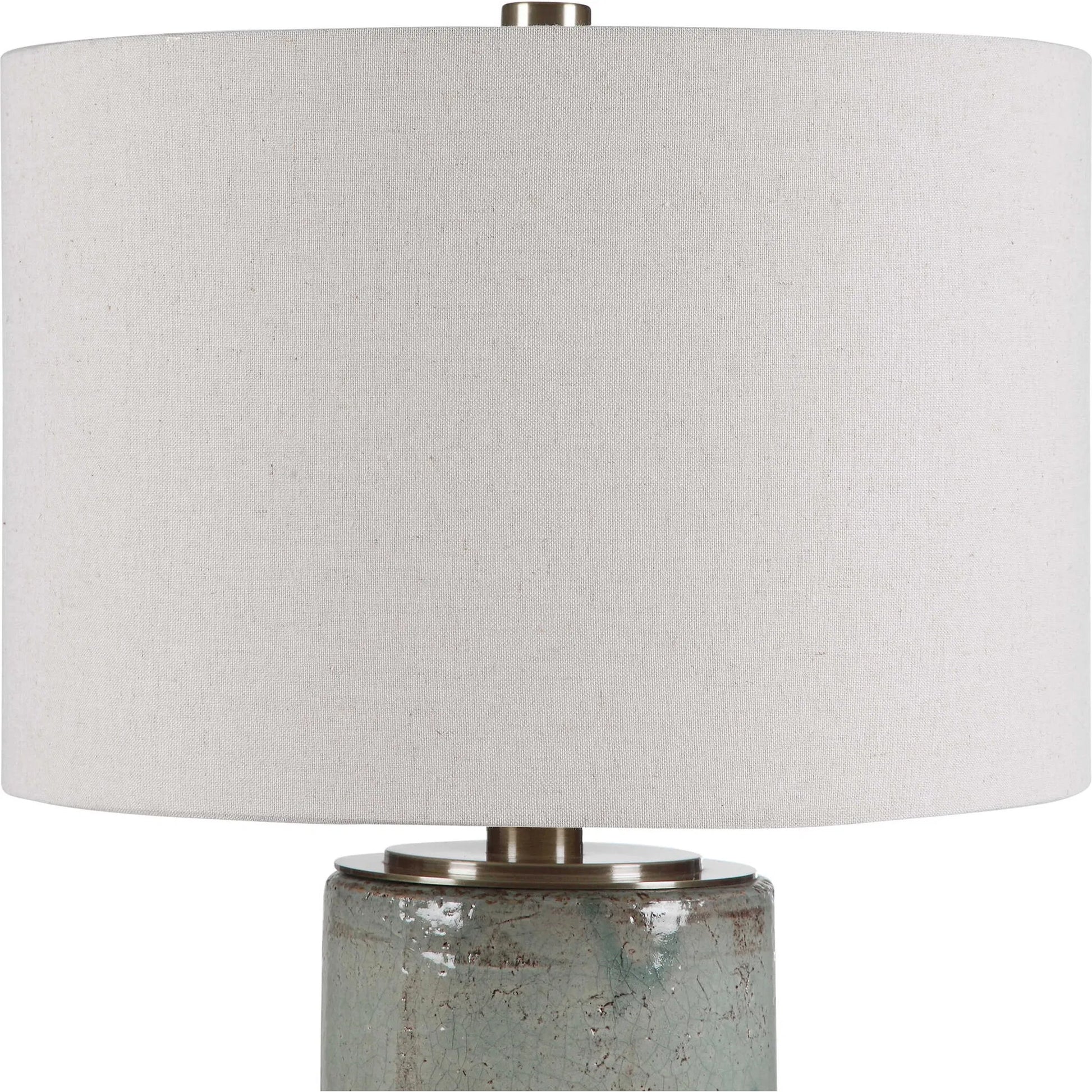 Callais Crackled Table Lamp by Uttermost in aqua. Made from ceramic, metal in a modern style.