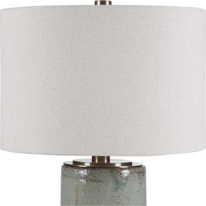 Callais Crackled Table Lamp by Uttermost in aqua. Made from ceramic, metal in a modern style.
