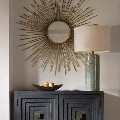 Callais Crackled Table Lamp by Uttermost in aqua. Made from ceramic, metal in a modern style.