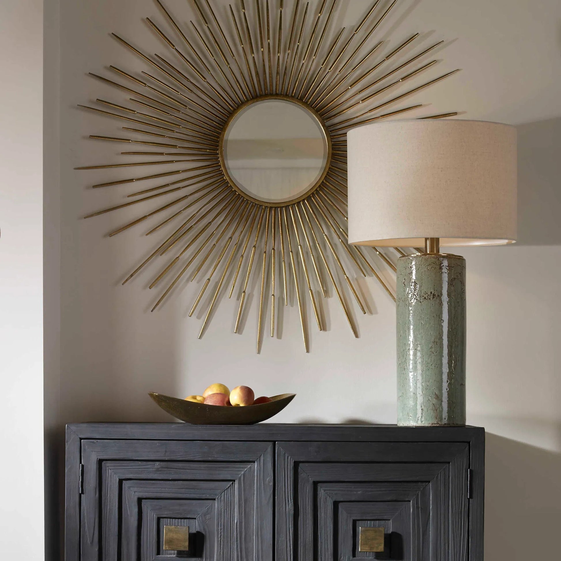Callais Crackled Table Lamp by Uttermost in aqua. Made from ceramic, metal in a modern style.