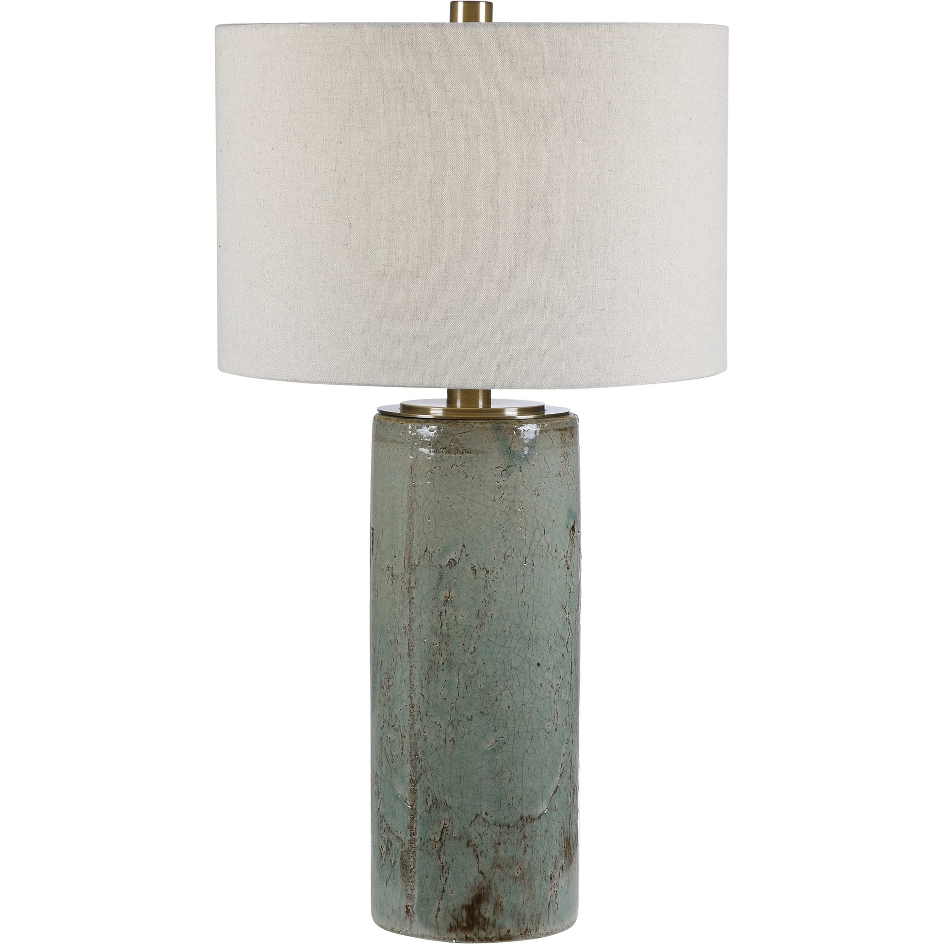 Callais Crackled Table Lamp by Uttermost in aqua. Made from ceramic, metal in a modern style.