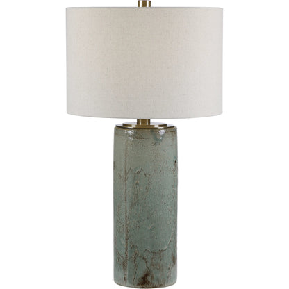 Callais Crackled Table Lamp by Uttermost in aqua. Made from ceramic, metal in a modern style.