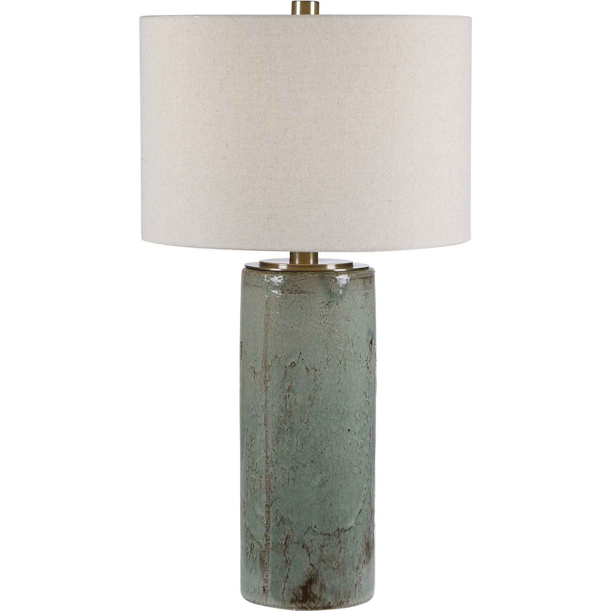 Callais Crackled Table Lamp by Uttermost in aqua. Made from ceramic, metal in a modern style.
