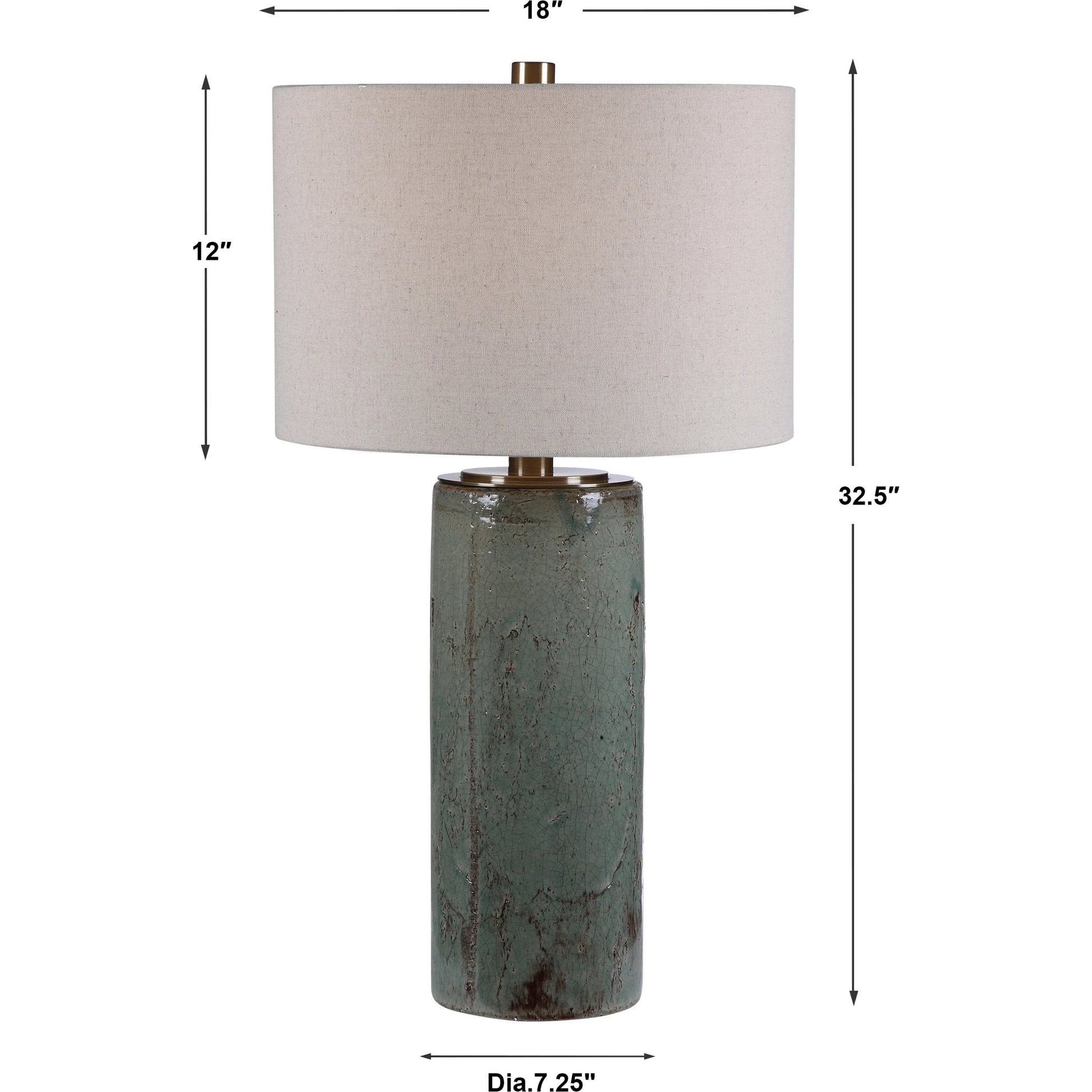 Callais Crackled Table Lamp by Uttermost in aqua. Made from ceramic, metal in a modern style.