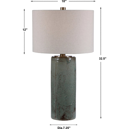 Callais Crackled Table Lamp by Uttermost in aqua. Made from ceramic, metal in a modern style.