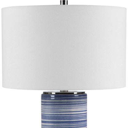 Montauk Striped Table Lamp by Uttermost. Made from ceramic, steel, fabric in a coastal style.