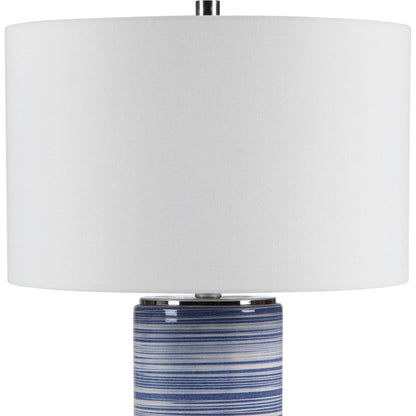 Montauk Striped Table Lamp by Uttermost. Made from ceramic, steel, fabric in a coastal style.