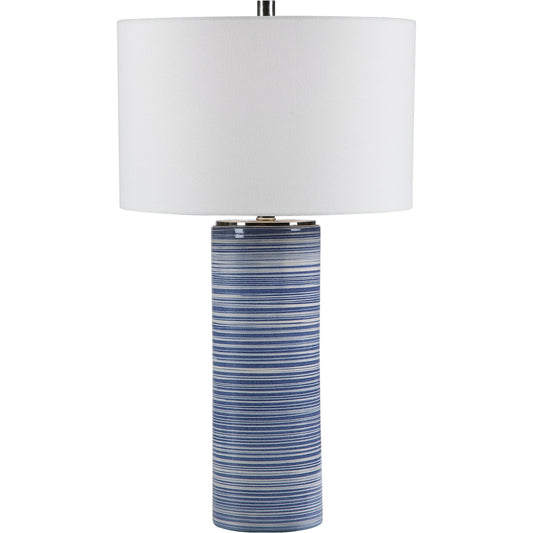 Montauk Striped Table Lamp by Uttermost. Made from ceramic, steel, fabric in a coastal style.