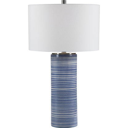 Montauk Striped Table Lamp by Uttermost. Made from ceramic, steel, fabric in a coastal style.