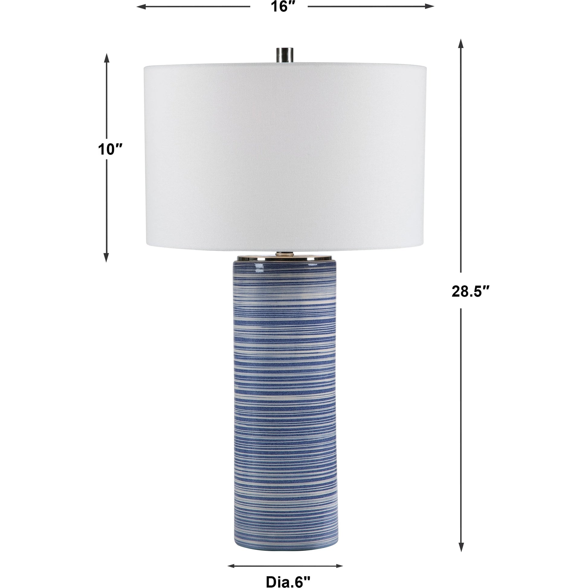Montauk Striped Table Lamp by Uttermost. Made from ceramic, steel, fabric in a coastal style.