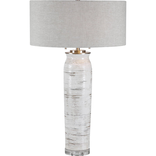 001 SR-766776 | Primary Silo | Lenta Table Lamp by Uttermost in white. Made from ceramic, iron, crystal in a transitional style.