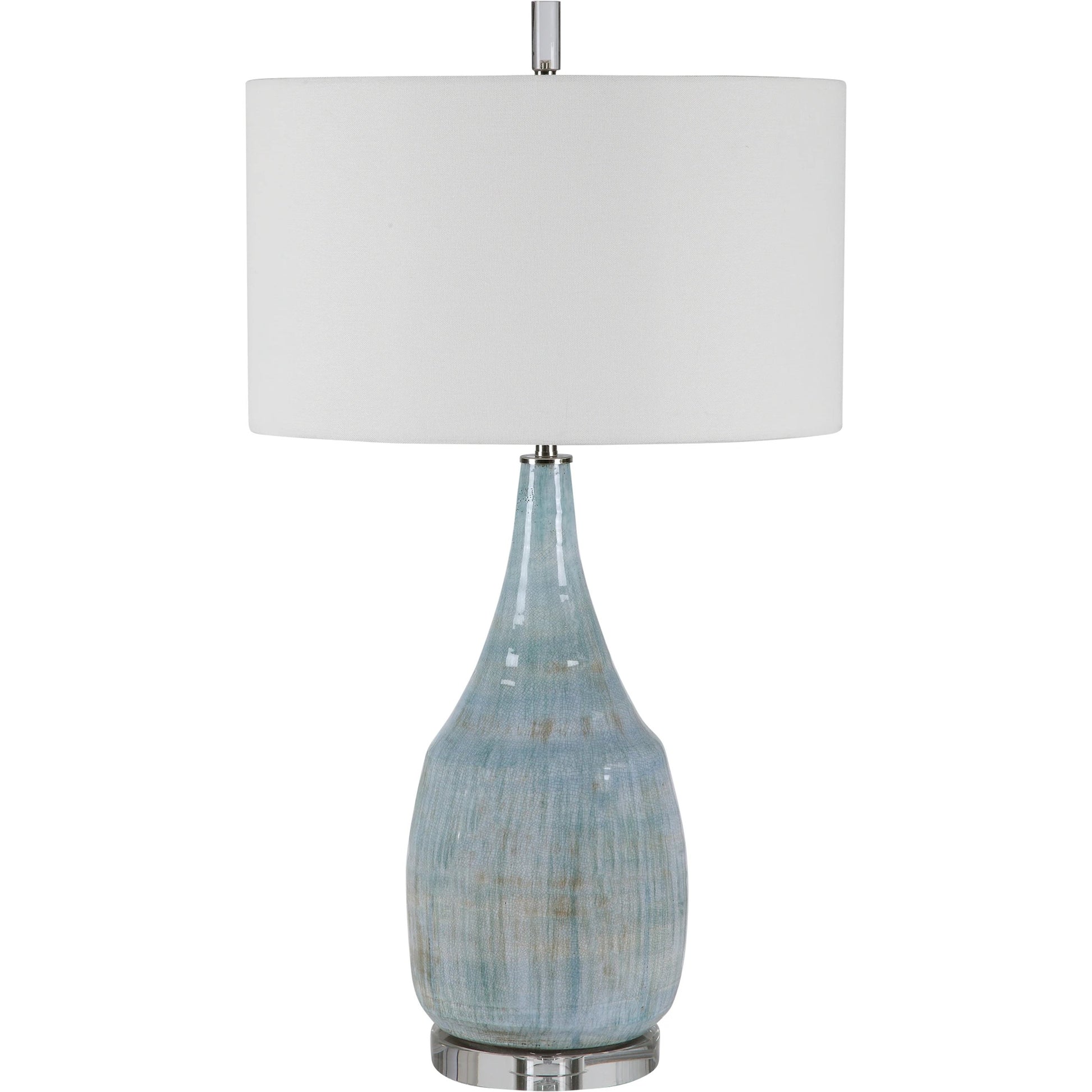 Rialta Coastal Table Lamp by Uttermost. Made from steel, ceramic, crystal in a coastal style.