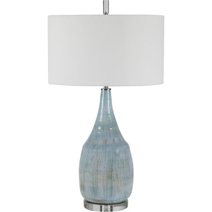 Rialta Coastal Table Lamp by Uttermost. Made from steel, ceramic, crystal in a coastal style.