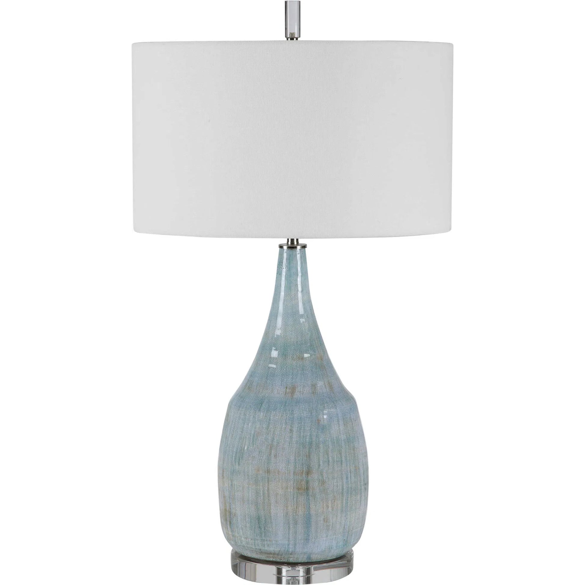 Rialta Coastal Table Lamp by Uttermost. Made from steel, ceramic, crystal in a coastal style.