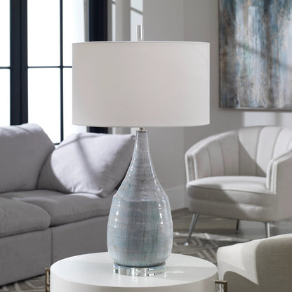 Rialta Coastal Table Lamp by Uttermost. Made from steel, ceramic, crystal in a coastal style.