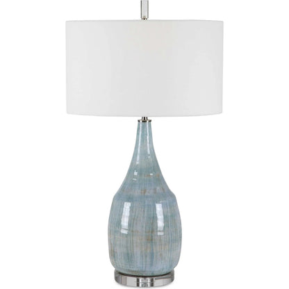 Rialta Coastal Table Lamp by Uttermost. Made from steel, ceramic, crystal in a coastal style.