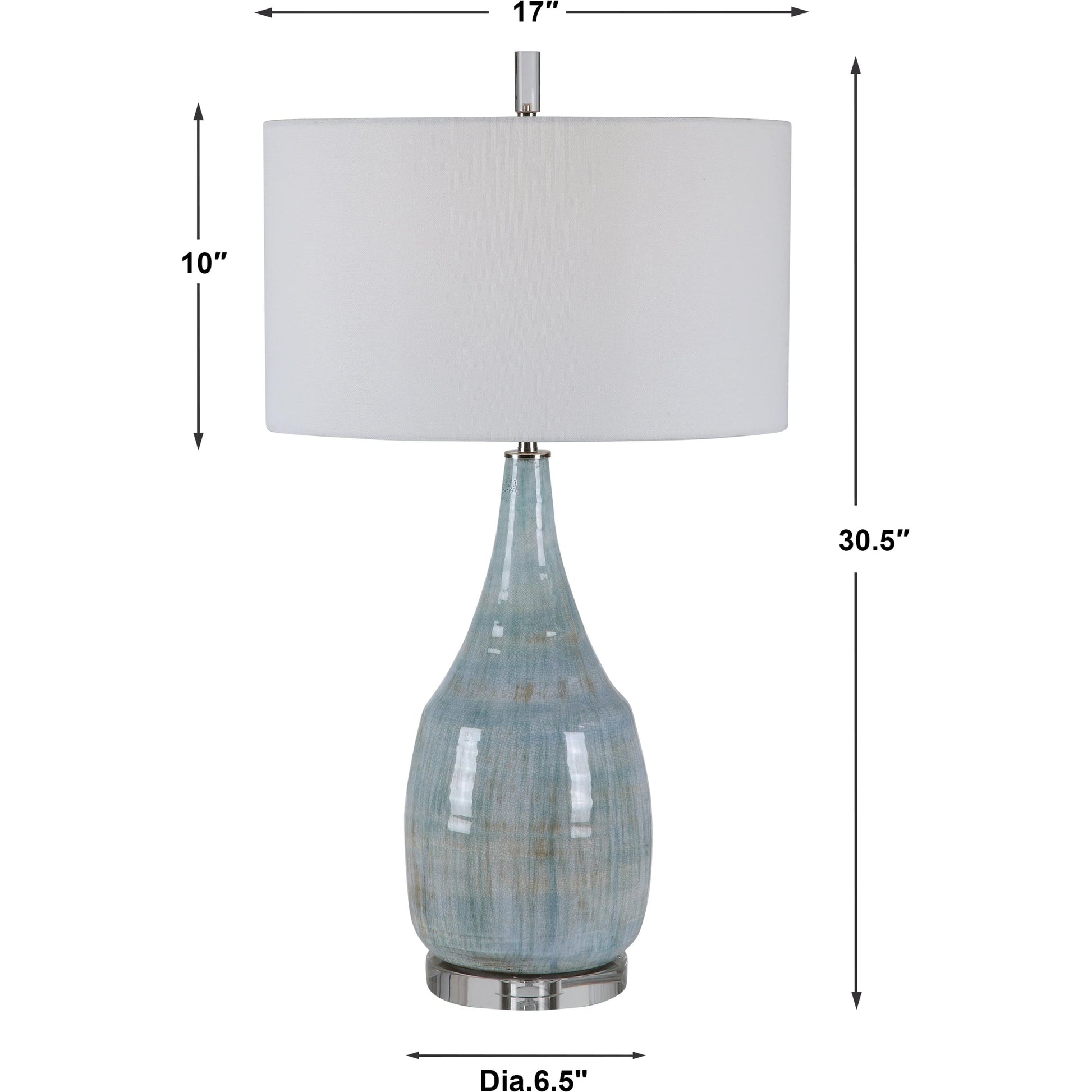 Rialta Coastal Table Lamp by Uttermost. Made from steel, ceramic, crystal in a coastal style.