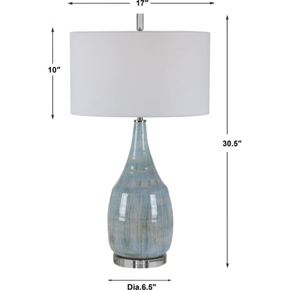 Rialta Coastal Table Lamp by Uttermost. Made from steel, ceramic, crystal in a coastal style.