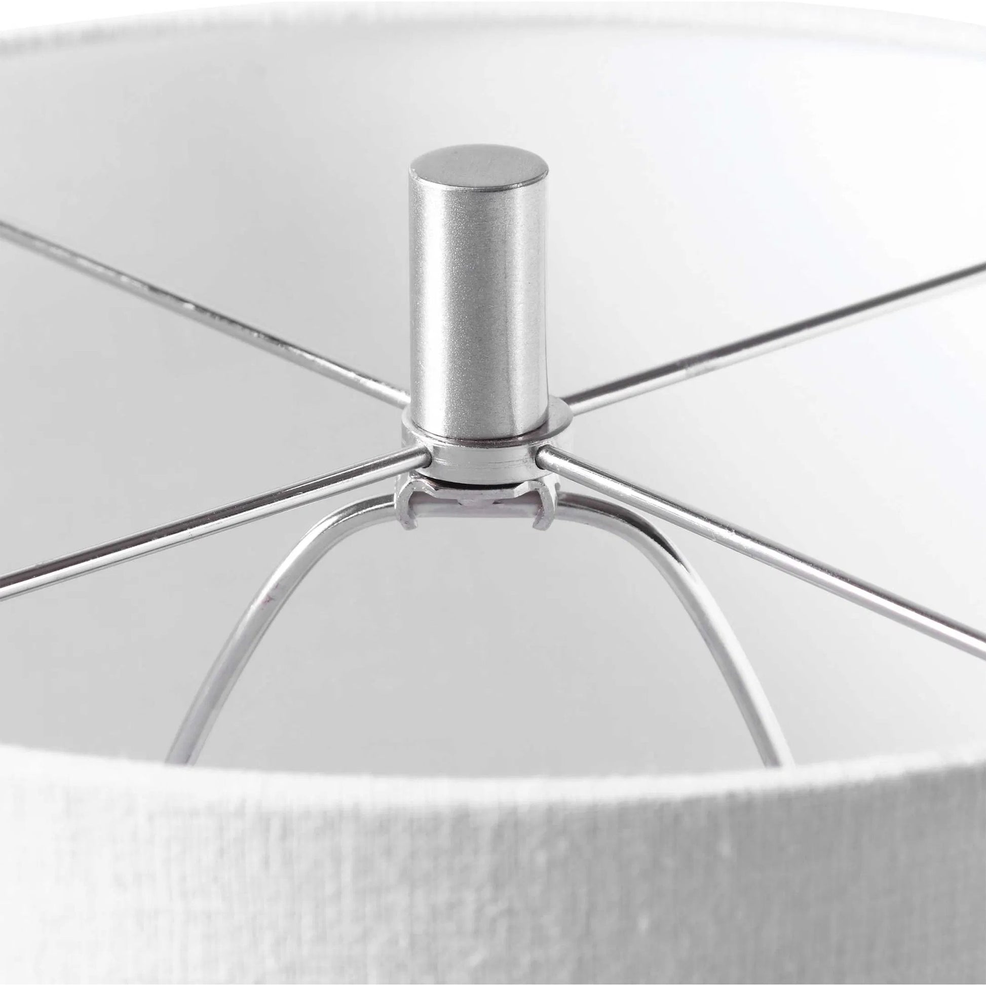 Eichler Mid-Century Table Lamp by Uttermost. Made from ceramic, fabric, iron in a coastal style.