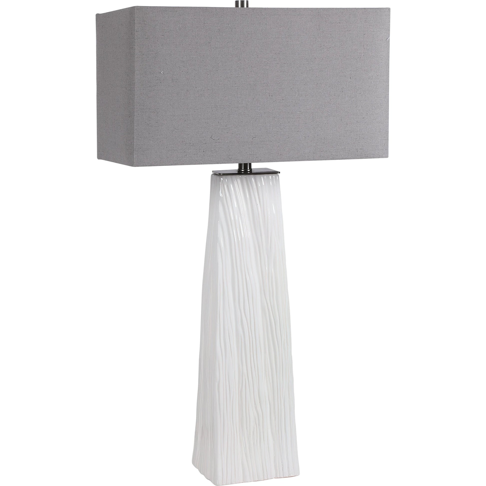 Sycamore Table Lamp by Uttermost in white. Made from ceramic, iron, fabric in a transitional style.