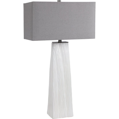 Sycamore Table Lamp by Uttermost in white. Made from ceramic, iron, fabric in a transitional style.