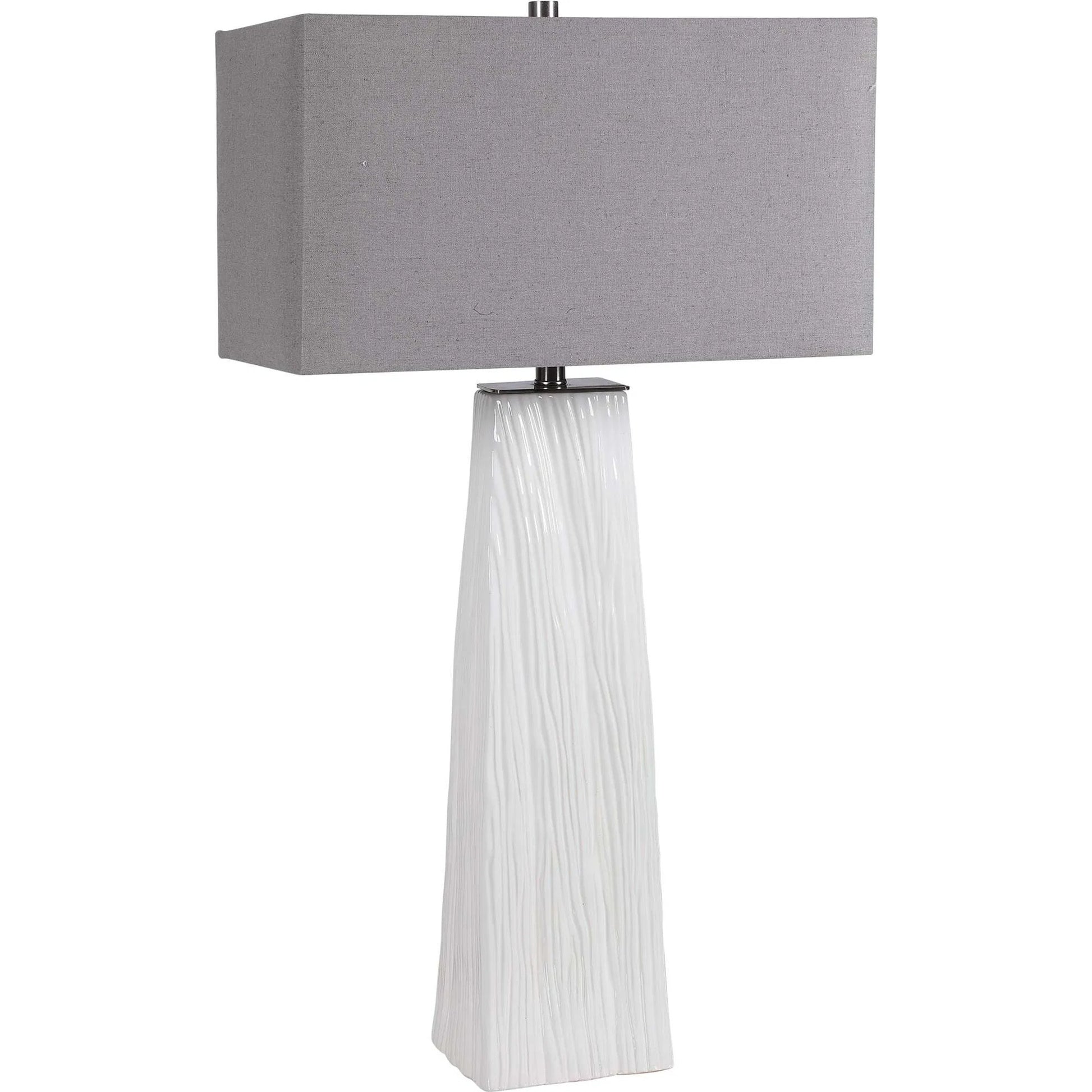 Sycamore Table Lamp by Uttermost in white. Made from ceramic, iron, fabric in a transitional style.
